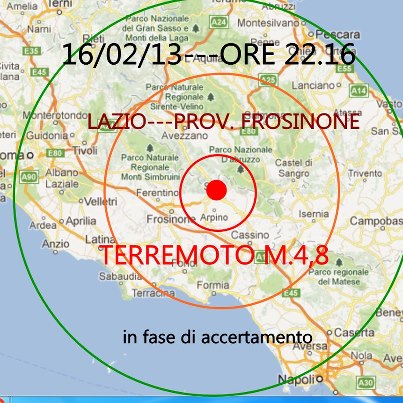 Terremoto a Sora in Ciociaria. Magnitudo 4.8. Fonte immagine: www.terremotinews24.com