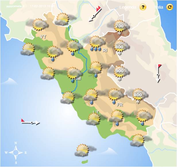 Instabilita nel Lazio ed Sora oggi pomeriggio 17 02 2013. Meteo Lazio CMI.