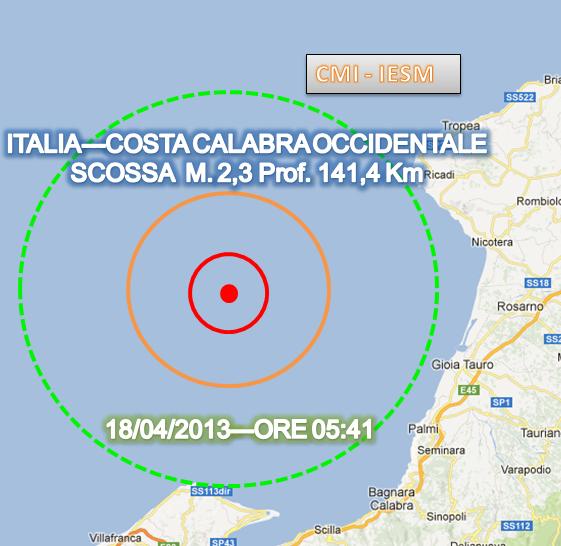 Terremoto oggi Calabria 18 Aprile 2013 Terremoto oggi Calabria 18 Aprile 2013