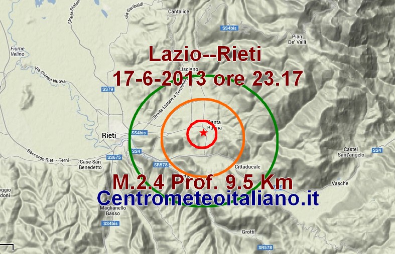 Mappa epicentro sisma