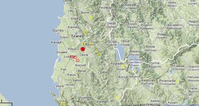 serie di terremoti vicino la costa Adriatica in Albania, fonte Csem-Emsc