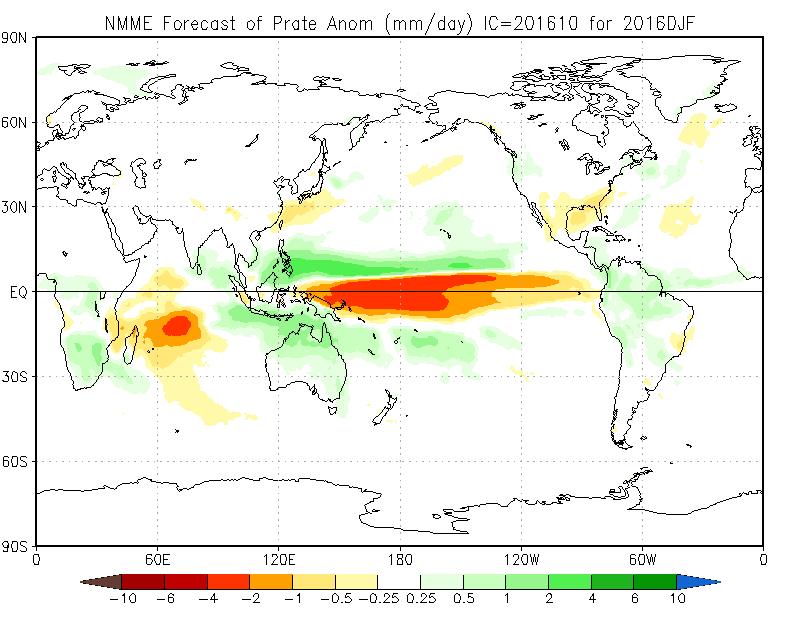 Anomalie di precipitazione previste per l'inverno 2016-2017 dal modello NMME - cpc.ncep.noaa.gov Anomalie di precipitazione previste per l'inverno 2016-2017 dal modello NMME - cpc.ncep.noaa.gov