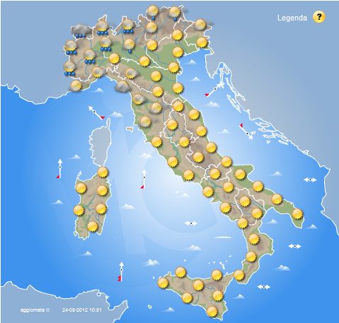 Meteo sabato 25 agosto Meteo sabato 25 agosto