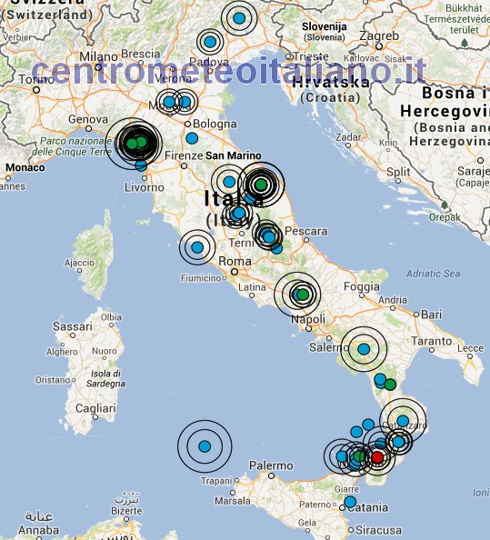 Terremoti Italia Oggi Scosse Nelle Marchetoscana Calabria E Sicilia Centro Meteo Italiano 2122