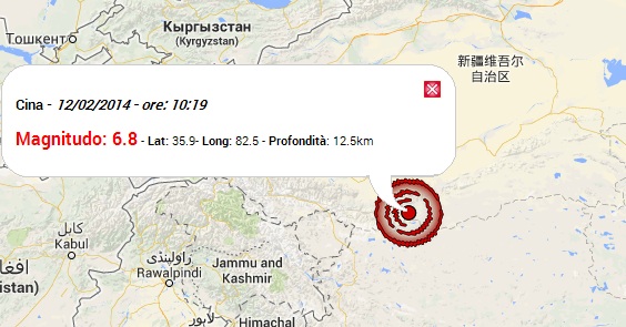 Terremoto oggi Cina 12 Febbraio 2014 magnitudo 6.8 dati Ingv, si temono danni - Centro Meteo ...