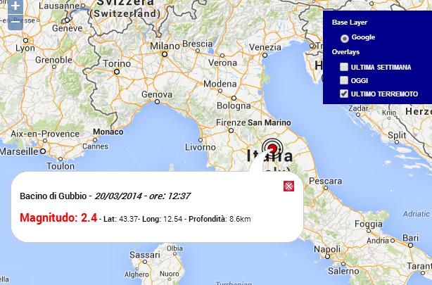 Terremoto oggi Umbria 20 Marzo 2014, scossa M 2.4 Bacino ...