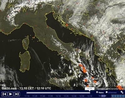 Tempo in atto in Italia ancora maltempo e neve al Sud