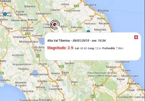 Terremoto oggi Umbria 09 gennaio 2015, info dati INGV