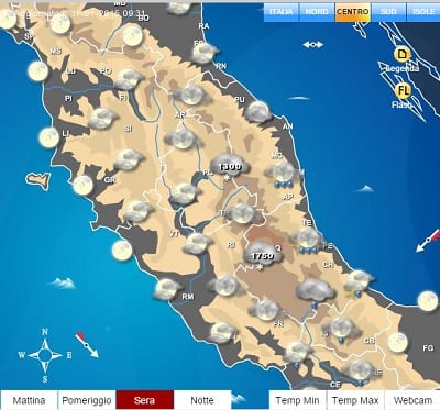 Precipitazioni sul versante Adriatico atteso un peggioramento da questo pomeriggio