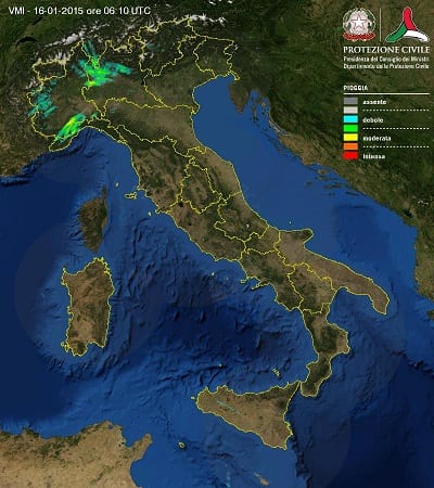 Tempo in atto in Italia prime piogge al Nord Ovest