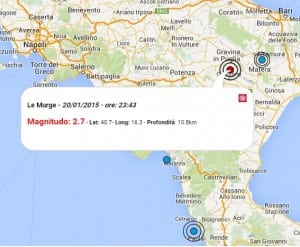 Terremoto oggi Puglia, 20 gennaio 2015, info dati INGV