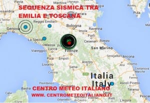 Terremoto oggi Emilia e Toscana, 23 gennaio 2016, dati INGV