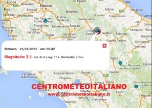 Terremoto oggi Umbria 26 gennaio 2015, dati INGV
