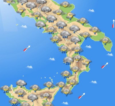 Temporali al Sud Italia accumuli che in hanno già superato anche i 90 mm