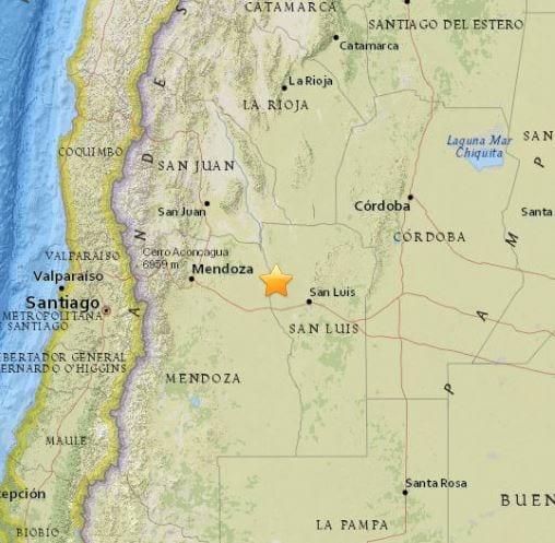 Terremoto Argentina, intensa scossa di magnitudo 6.3 della scala Richter - dati USGS Terremoto Argentina, intensa scossa di magnitudo 6.3 della scala Richter - dati USGS