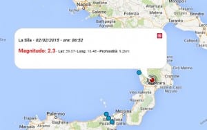 Terremoto oggi Calabria 2 febbraio 2015, dati INGV