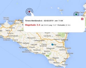 Terremoto oggi Sicilia, 2 febbraio 2015 dati INGV