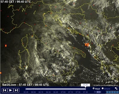 Maltempo in arrivo sull'Italia in questo momento sono in atto le prime precipitazioni