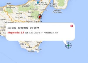 Terremoto oggi Sicilia 4 febbraio 2015, dati INGV