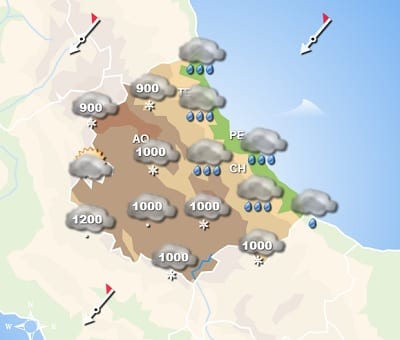 Precipitazioni intense sull'Abruzzo dalla mezzanotte caduti localmente oltre 40 mm di pioggia