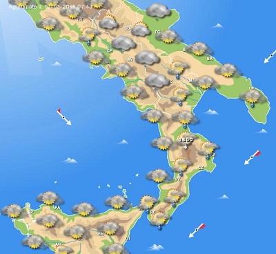 Precipitazioni sparse al Sud Italia anche oggi ancora instabilità sulle regioni meridionali