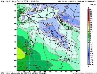 Temperature Italia da domani valori termici in generale diminuzione