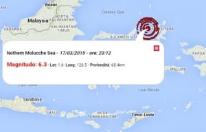 Terremoto oggi Indonesia 17 marzo 2015