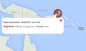 Terremoto oggi Papua Nuova Guinea 30 marzo 2015
