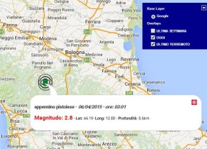 Terremoto oggi Emilia 6 Aprile 2015 doppia scossa M 2.8 e 2.6 dati Ingv