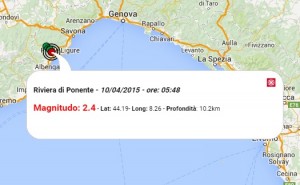 Terremoto oggi Liguria 10 aprile 2015