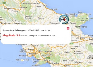 Terremoto oggi Puglia 17 aprile 2015
