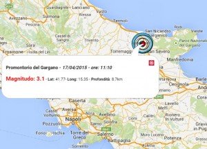 Terremoto oggi Puglia 17 aprile 2015