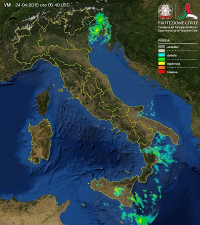 Piove in Italia in questo momento sono in atto precipitazioni specie al Centro Sud e al Nord Est