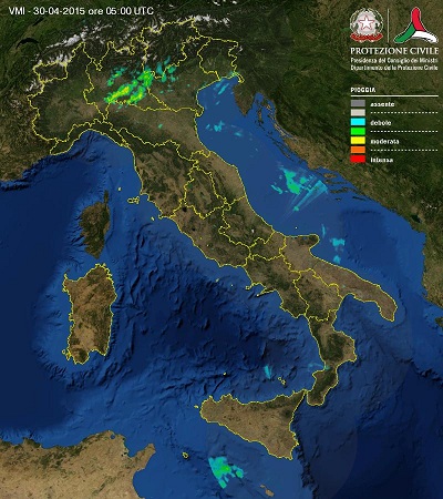 Rovesci al Nord Italia in questo momento locali piogge stanno interessando la Lombardia