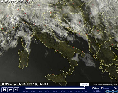 Ancora precipitazioni sparse al Nord Italia, mentre il sole splende al Centro Sud