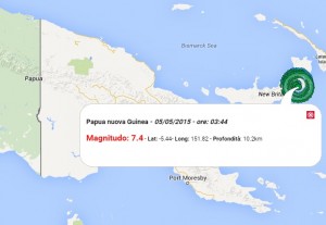 Terremoto Papua Nuova Guinea 5 maggio 2015