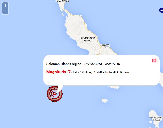Terremoto oggi in Papua Nuova Guinea, 7 maggio 2015, scossa M 7 Terremoto oggi in Papua Nuova Guinea, 7 maggio 2015, scossa M 7