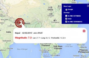Terremoto Nepal oggi 12 Maggio 2015, forte scosse M 7.3 Richter