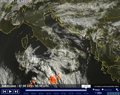 Ancora maltempo in Italia in queste ore rovesci e temporali stanno interessando la Sicilia