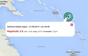 Terremoto 21 maggio 2015 presso le Isole Salomone