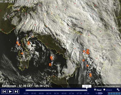 Ancora maltempo in Italia rovesci e temporali interessano i settori orientali