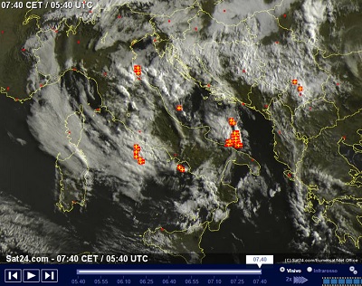 Ancora maltempo in Italia rovesci e temporali insistono in queste ore soprattutto al Centro