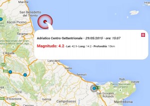Terremoto oggi mar Adriatico 29 maggio 2015