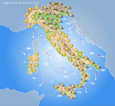Giovedì 7 Maggio 2015: locali piogge al Nord, nubi in transito ma più stabile altrove