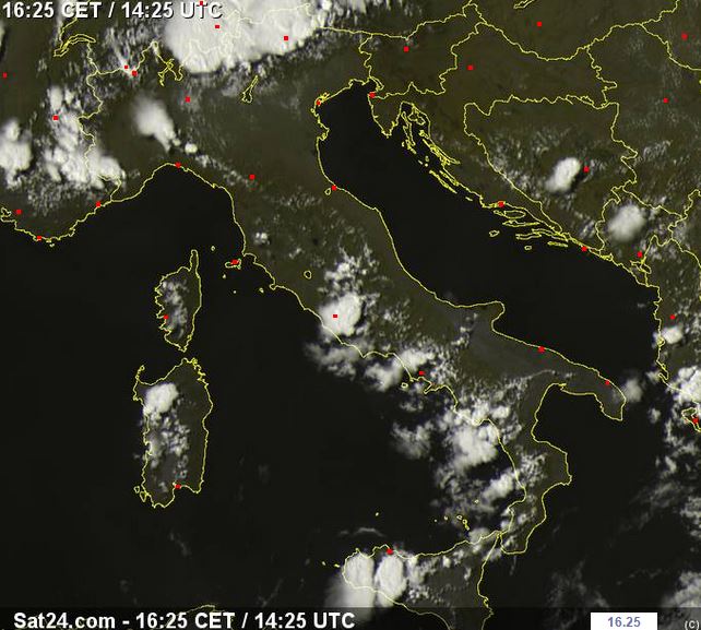 Tempo in atto sull'Italia: violenti temporali su molte regioni, segnalate grandine - sat24.com