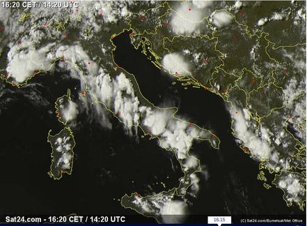 Tempo in atto sull'Italia: forte instabilità con temporali diffusi