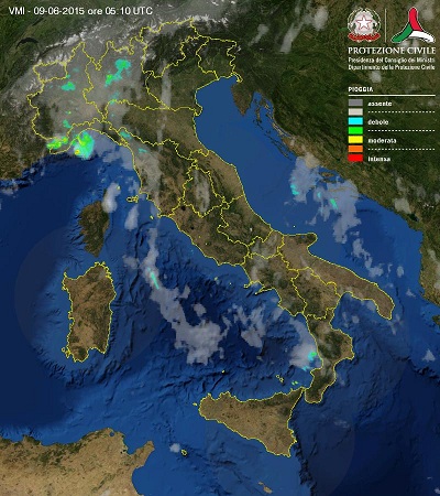 Tempo in atto sull'Italia rovesci e temporali insistono in particolare al Nord Ovest