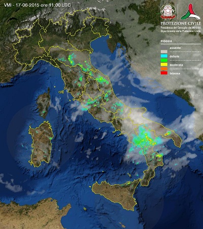 Tempo in atto sull'Italia intenso maltempo con temporali e rovesci insiste al Centro Sud