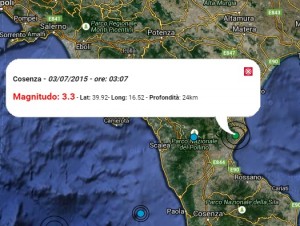 Terremoto oggi Calabria 3 luglio 2015