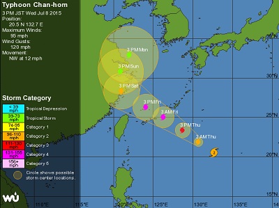 Tifone Chan-hom è atteso a breve sulla terraferma con venti fino a 250 kmh